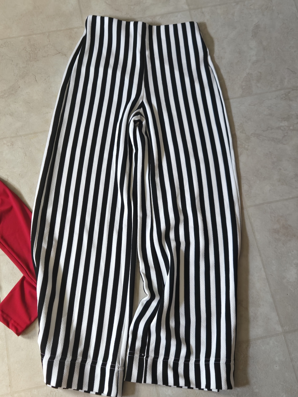 SHEIN Black & White Vertical Stripe Wide-Leg Pants